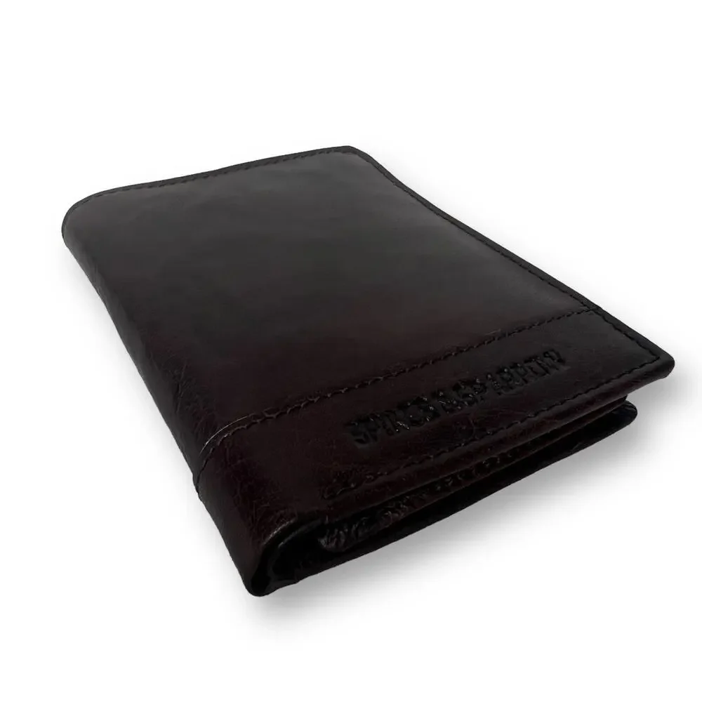 Spikes & Sparrow Baxter Mens Dark Brown Leather Wallet RFID 12 Card  Slots New